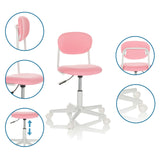 Rosa Kinderdrehstuhl KIDDY BASE I mit Detailansichten zur Höhenverstellung und den Rollen von hjh OFFICE