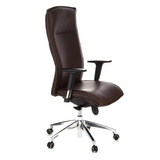 Dunkelbrauner Luxus-Chefsessel MURANO 20 mit Armlehnen und Fußkreuz mit fünf Rollen von hjh OFFICE – 360-Grad-Ansicht (schräge Frontansicht 60°)