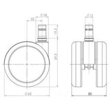Technische Zeichnung der Stuhlrolle 5x ROLO 11mm/65mm mit einem Durchmesser von 65 mm von hjh OFFICE