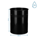 Maßansicht des Mülleimers CLEAN III mit 32 cm Höhe, 26 cm Durchmesser und 15 L Volumen von hjh OFFICE