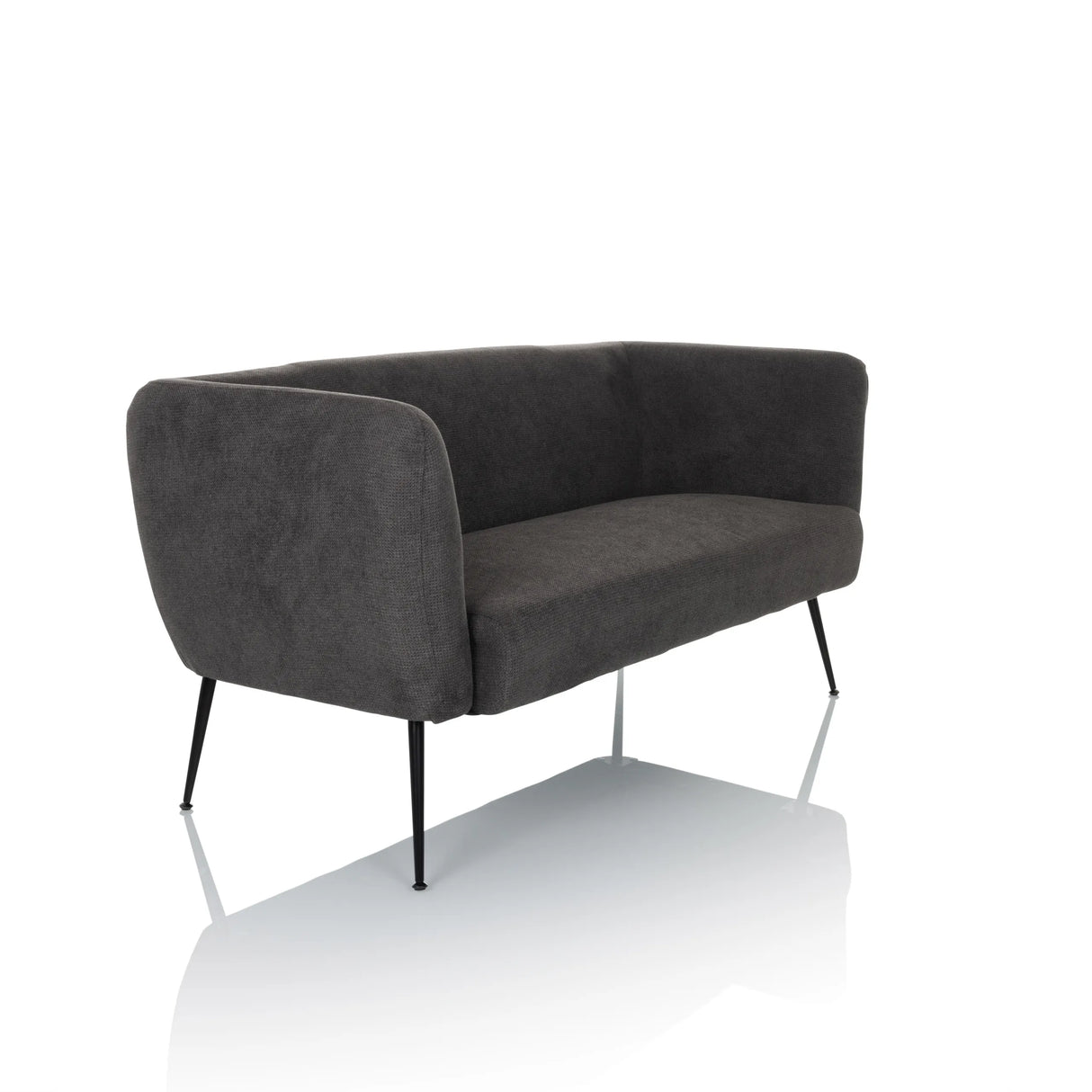 Graues Loungesofa HAYRIVER mit schmalen schwarzen Beinen von hjh LIVING – 360-Grad-Ansicht (schräge Frontansicht 45°)