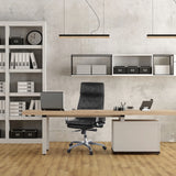 Profi-Chefsessel VILLA 20 in Schwarz mit gesteppter Polsterung und Metallkreuzfuß von hjh OFFICE