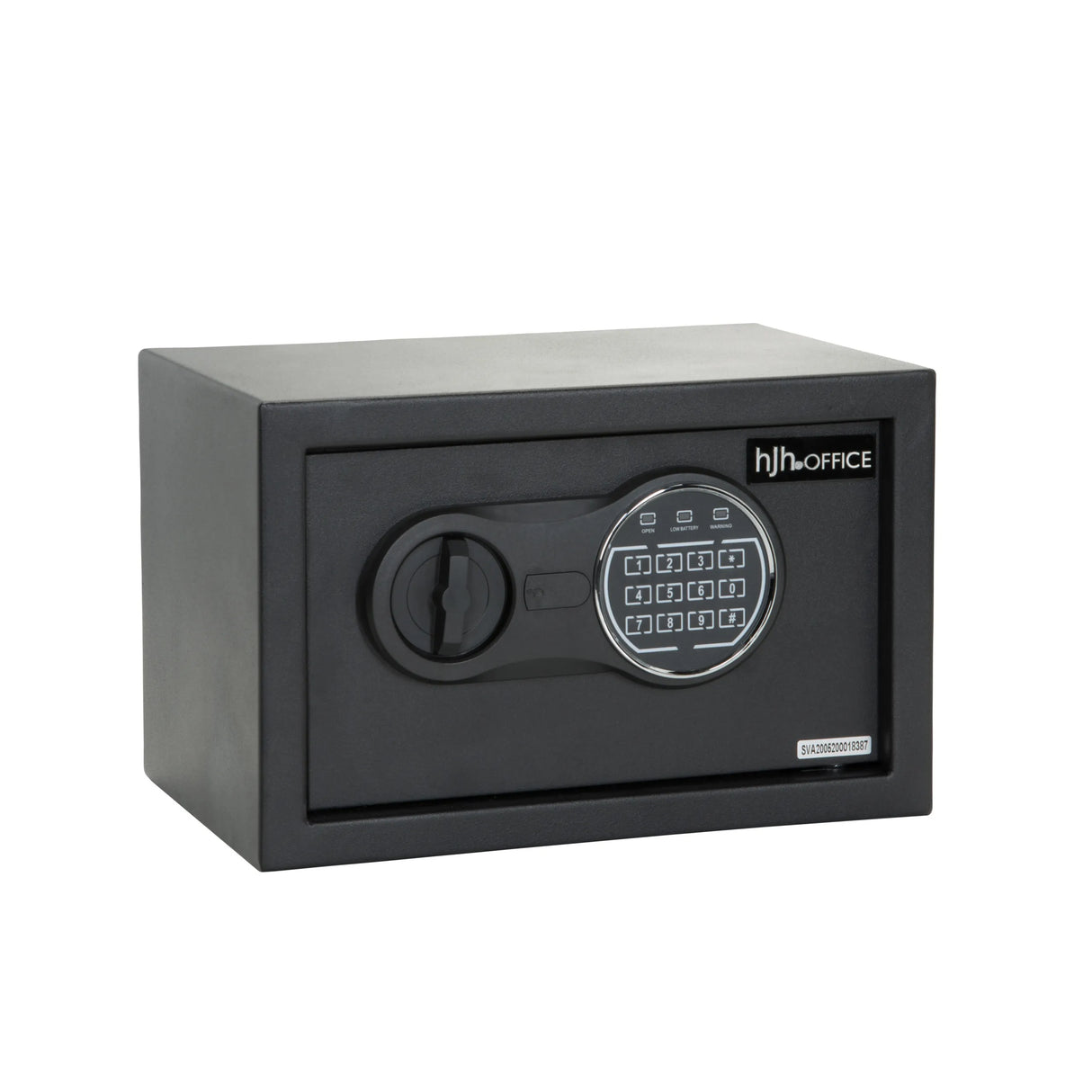 Schwarzer Tresor SAFE COMPACT III mit Zahlenschloss und Drehgriff von hjh OFFICE – 360-Grad-Ansicht (Frontansicht 0°)