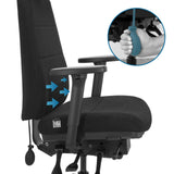 Verstellbarer Lendenwirbelstützmechanismus des Profi-Bürostuhls PHOENIX PRO I von hjh OFFICE