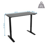Maßzeichnung des elektrisch höhenverstellbaren Schreibtischs STAND CARBON mit 120 × 60 cm von hjh OFFICE
