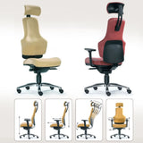 High-End-Bürostuhl ZERO O1 AL S in Beige und Rot mit verschiedenen Einstellmöglichkeiten von Sitwell Steifensand