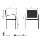 Technische Zeichnung des Klappstuhls SCANDIO mit einer Sitzhöhe von 45 cm von hjh OFFICE