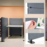 Graue Filzoberfläche und Befestigung der Trennwände FLEXMIUT EXTEND mit Pin-Funktion und Standfuß von hjh OFFICE