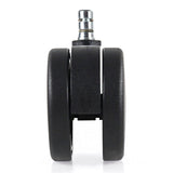 Schwarze Stuhlrolle 5x ROLO No-Noise 11mm/75mm für Teppichböden mit metallischem Stift von hjh OFFICE