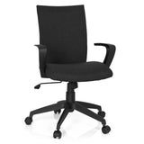 Schwarzer Homeoffice-Bürostuhl SOFT mit Armlehnen und Fußkreuz mit fünf Rollen von hjh OFFICE – 360-Grad-Ansicht (Frontansicht 20°)