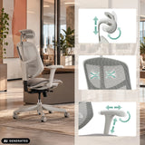 Verstellbare Kopfstütze, Lendenwirbelstütze und Armlehnen des Bürostuhls Enjoy Eco FG von hjh OFFICE (KI-generiertes Bild)