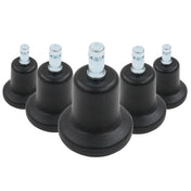 Fünf schwarze Stuhlgleiter 5 x STAND Nr. 10 mit silberfarbenen Gewindebolzen von hjh OFFICE