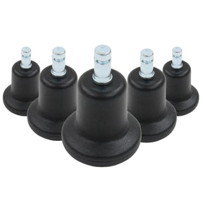 Fünf schwarze Stuhlgleiter 5 x STAND Nr. 10 mit silberfarbenen Gewindebolzen von hjh OFFICE