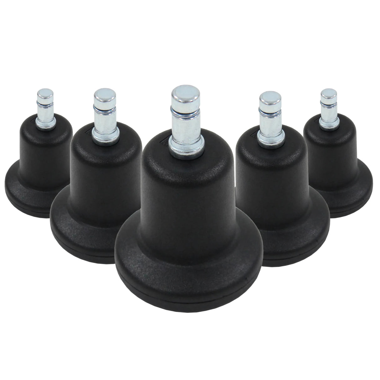 Fünf schwarze Stuhlgleiter 5 x STAND Nr. 11 mit silberfarbenen Metallstiften von hjh OFFICE