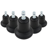 Fünf schwarze Stuhlgleiter 5 x STAND Nr. 11 mit silberfarbenen Metallstiften von hjh OFFICE