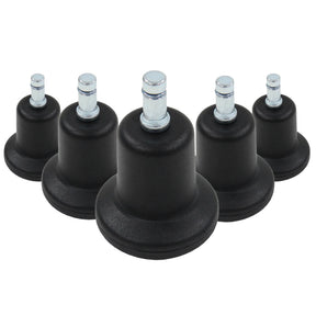 Fünf schwarze Stuhlgleiter 5 x STAND Nr. 11 mit silberfarbenen Metallstiften von hjh OFFICE