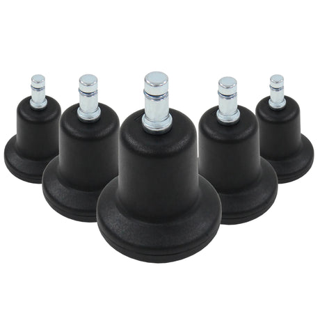 Fünf schwarze Stuhlgleiter 5 x STAND Nr. 11 mit silberfarbenen Metallstiften von hjh OFFICE