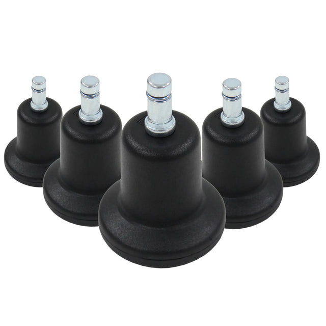 Fünf schwarze Stuhlgleiter 5 x STAND Nr. 11 mit silberfarbenen Metallstiften von hjh OFFICE