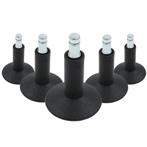 Fünf schwarze Stuhlgleiter 5 x STAND Nr. 12 mit metallischem Gewindestift für alle Böden von hjh OFFICE