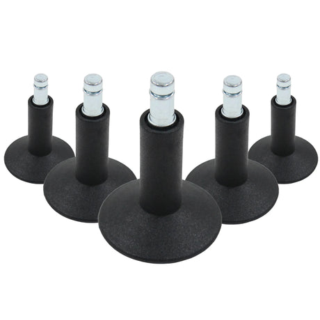 Fünf schwarze Stuhlgleiter 5 x STAND Nr. 12 mit metallischem Gewindestift für alle Böden von hjh OFFICE