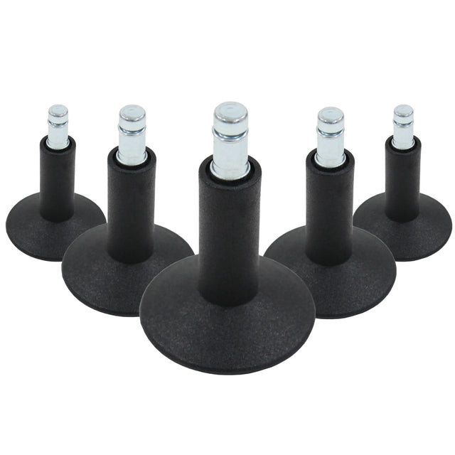 Fünf schwarze Stuhlgleiter 5 x STAND Nr. 12 mit metallischem Gewindestift für alle Böden von hjh OFFICE