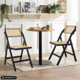 Zwei Klappstühle TUDELA BAMBOO in Schwarz und Braun mit Wiener Geflecht von hjh LIVING (KI-generiertes Bild)