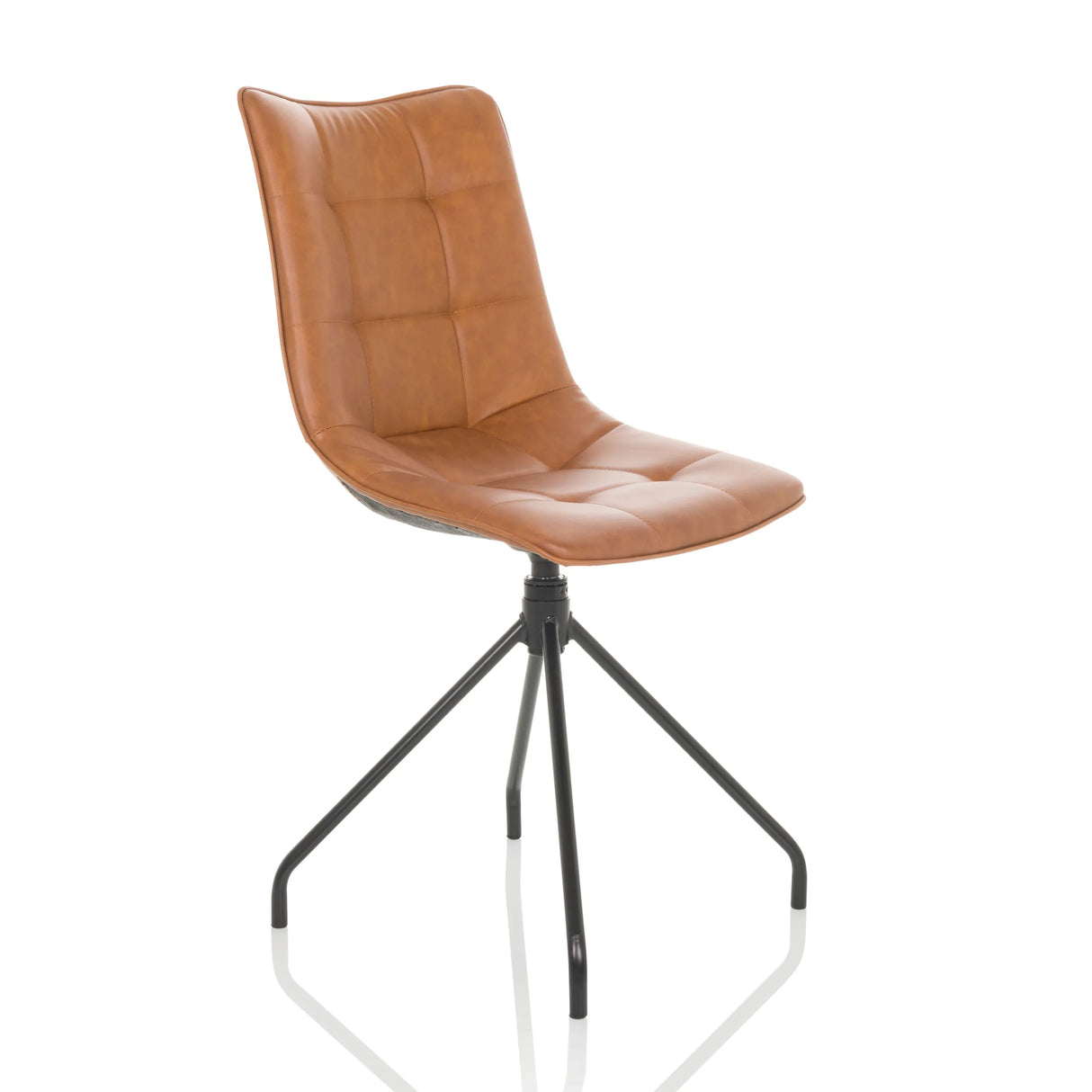 Brauner Polsterstuhl TARVISO PU mit Steppung und vierfußigem Gestell von hjh OFFICE – 360-Grad-Ansicht (schräge Frontansicht 45°)