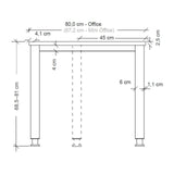 Maßzeichnung des Schreibtischs QUEO 8 S der Serie QUEO mit Höhenverstellung von 68,5 bis 81 cm von hjh OFFICE PRO