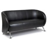 Schwarzes Loungesofa ST. LUCIA als Drei-Sitzer mit glänzenden Metallfüßen von hjh OFFICE