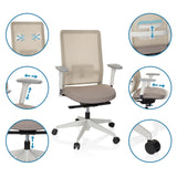 Verstellbare Funktionen des Profi-Bürostuhls PURE WHITE in Beige von hjh OFFICE