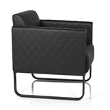 Schwarzer Polstersessel ARUBA BLACK mit Rautensteppung und Kufenfuß von hjh OFFICE – 360-Grad-Ansicht (Seitenprofil 80°)