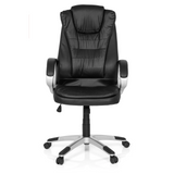 Schwarzer Gamingstuhl RELAX WB100 mit gepolsterter Rückenlehne und Fußkreuz mit fünf Rollen von MyBuero – 360-Grad-Ansicht (Frontansicht 0°)