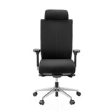 Schwarzer Profi-Bürostuhl PRO-TEC XXL mit Stoffbezug, Kopfstütze und Fußkreuz mit fünf Rollen von hjh OFFICE – 360-Grad-Ansicht (Frontansicht 0°)