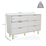Maßzeichnung des Sideboards HJELLE mit einer Breite von 120 cm und einer Höhe von 75 cm von hjh LIVING