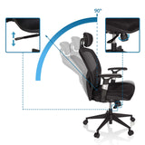 Verstellbare Rückenlehne mit 90°-Winkel des High-End-Bürostuhls VENUS BASE in Schwarz von hjh OFFICE