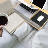 Graue Laptopunterlage COMFILAP aus Bambusholz mit Mauspad und Tablet-Halterung von hjh OFFICE