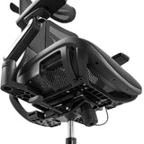Unterseite der Sitzfläche und Mechanik des Profi-Bürostuhls Ergo U2 Pro3 mit schwarzem Nylon-Netz von hjh OFFICE