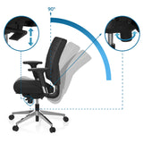 Verstellmöglichkeiten der Rückenlehne und Sitzhöhe des Profi-Bürostuhls PRO-TEC 350 mit 90° Neigung von hjh OFFICE