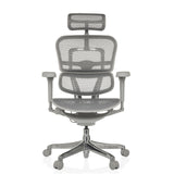 Grauer Luxus-Chefsessel ERGOHUMAN ULTRA G GEN2 mit Netzbezug und Fußkreuz mit fünf Rollen von hjh OFFICE – 360-Grad-Ansicht (Frontansicht 0°)