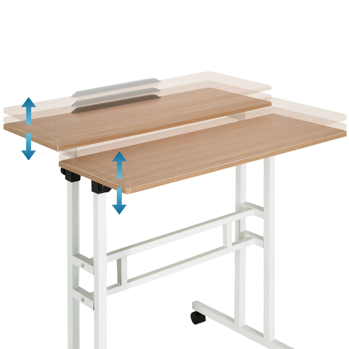 Höhenverstellbare Tischplatte des Stehschreibtisches WORKSTATION I in Eiche und Weiß von hjh OFFICE