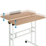 Höhenverstellbare Tischplatte des Stehschreibtisches WORKSTATION I in Eiche und Weiß von hjh OFFICE