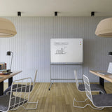 Whiteboard MULTIBOARD I in Weiß und Silber auf einem Gestell mit Rollen in einem modernen Büroraum von hjh OFFICE
