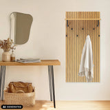 Wandgarderobe LINNO SPACE aus Eiche mit schwarzen Haken und Ablage von hjh LIVING (KI-generiertes Bild)