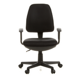 Schwarzer Homeoffice-Bürostuhl CITY 10 mit Netzrücken, Armlehnen und Fußkreuz mit fünf Rollen von hjh OFFICE – 360-Grad-Ansicht (Frontansicht 0°)