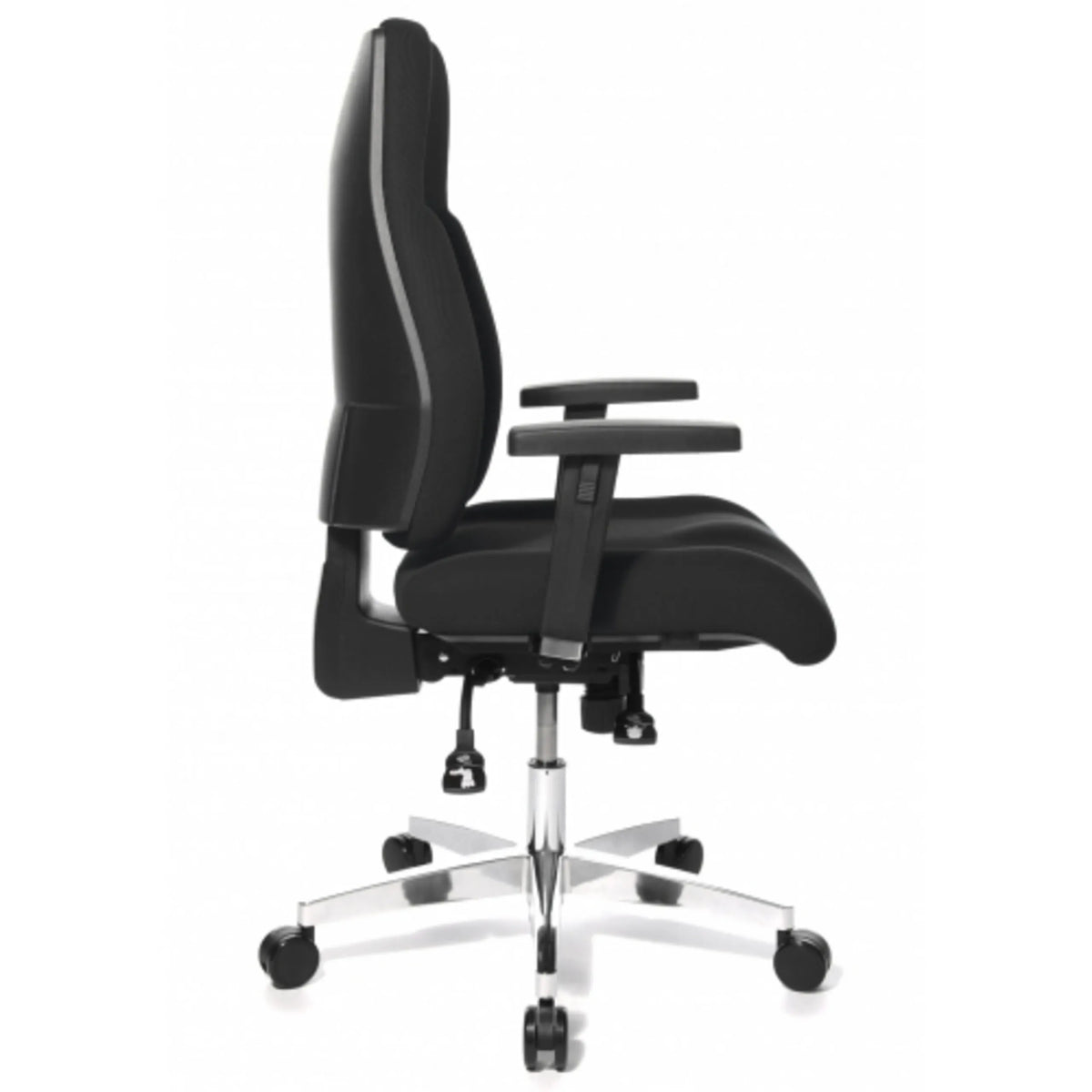 Profi-Bürostuhl P91 AL.G3 in Schwarz mit verstellbaren Armlehnen und glänzendem Fußkreuz von Topstar