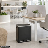 Schwarzer Mülleimer Clean 9 mit zwei Fächern im Büro von hjh OFFICE (KI-generiertes Bild)