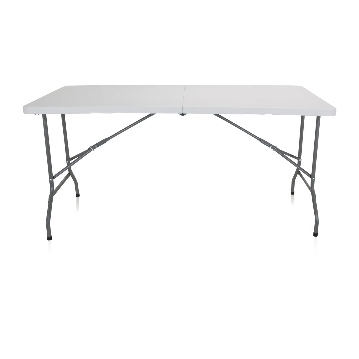 Weißer Klapptisch EASY UP MULTI II mit rechteckiger Platte und Metallgestell von hjh OFFICE – 360-Grad-Ansicht (Frontansicht 0°)