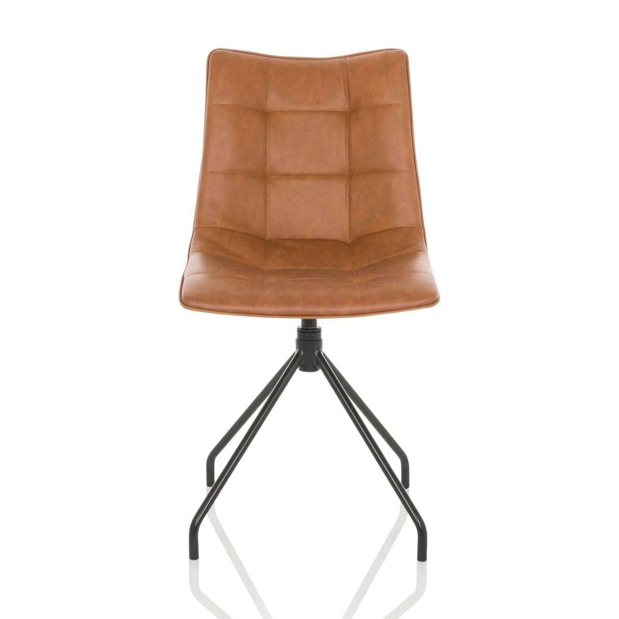 Brauner Polsterstuhl TARVISO PU mit Steppung und vierfußigem Gestell von hjh OFFICE – 360-Grad-Ansicht (Frontansicht 0°)