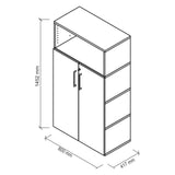 Technische Zeichnung des Aktenschranks FlexWall mit 1452 × 800 mm von hjh OFFICE PRO