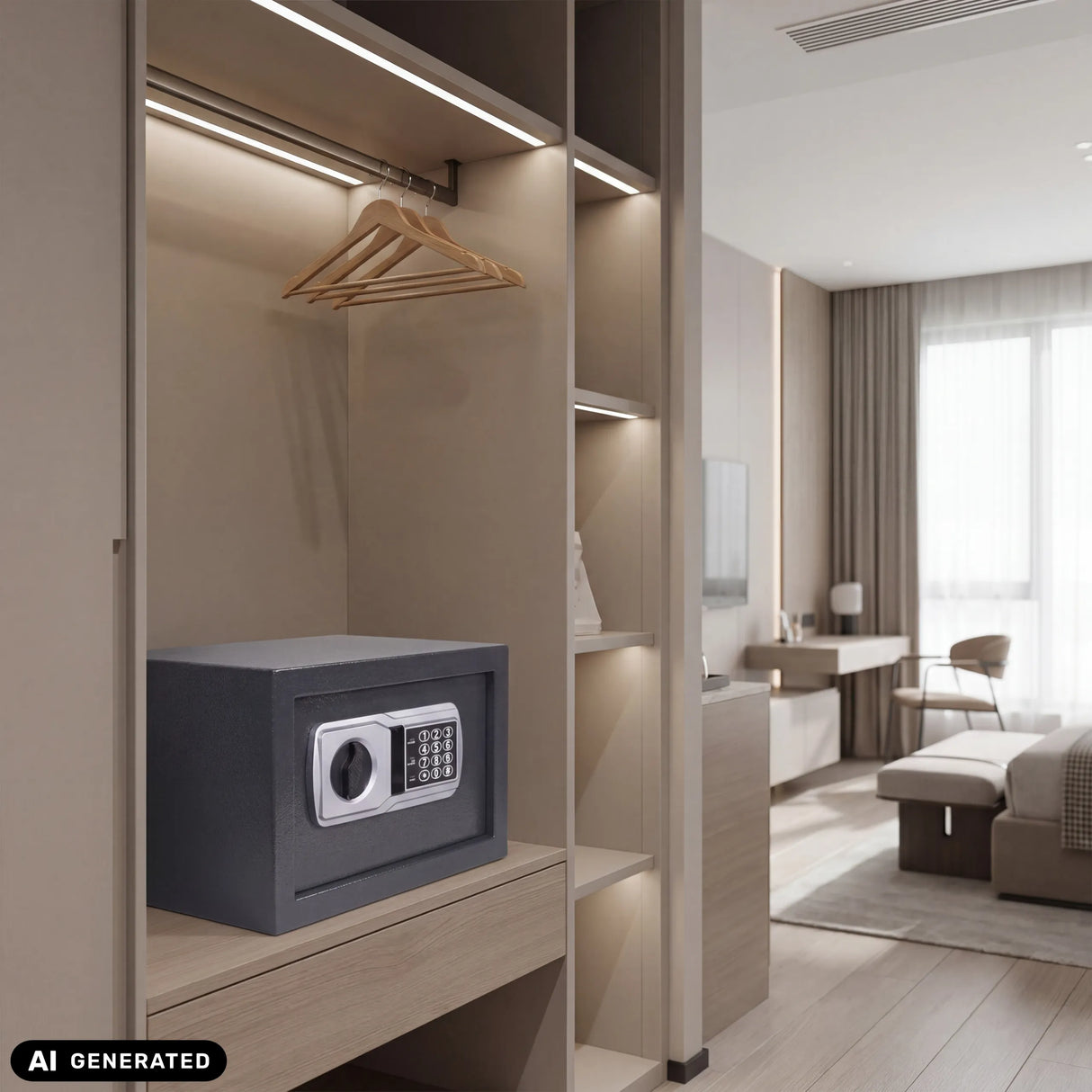 Tresor Safe Compact Basic in Anthrazit mit Digitalcode-Schloss von hjh OFFICE (KI-generiertes Bild)